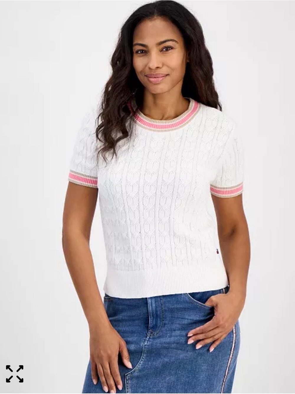 ⭐️FREE SHIPPING⭐️ Tommy Hilfiger Short Sleeve Cable Knit Sweater